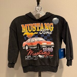 NWT Youth size XS (4/5) Ford Mustang black hoodie sweatshirt